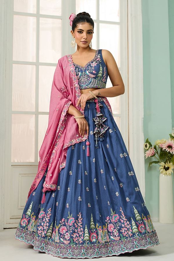 Picture of  Surreal Silk Designer Indo-Western Lehenga Choli for Engagement and Reception