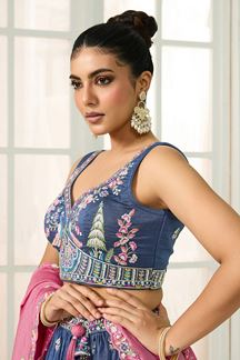 Picture of  Surreal Silk Designer Indo-Western Lehenga Choli for Engagement and Reception