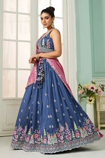 Picture of  Surreal Silk Designer Indo-Western Lehenga Choli for Engagement and Reception