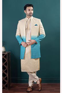 Picture of  Exuberant Gold Designer Men’s Indo-Western Sets for Engagement, Wedding, and Reception