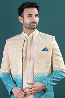 Picture of  Exuberant Gold Designer Men’s Indo-Western Sets for Engagement, Wedding, and Reception