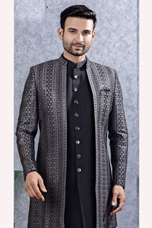Picture of  Captivating Black Designer Men’s Indo-Western Sets for Engagement and Reception