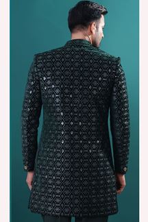 Picture of  Aesthetic Bottle Green Designer Men’s Indo-Western Sets for Engagement and Reception