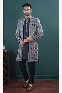 Picture of  Exquisite Black Designer Men’s Indo-Western Sets for Engagement and Reception