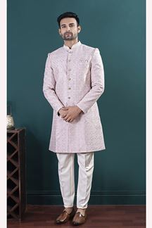 Picture of  Attractive Lavender Designer Men’s Indo-Western Sets for Engagement and Reception
