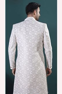 Picture of  Delightful Off-White Designer Men’s Indo-Western Sets for Engagement and Reception