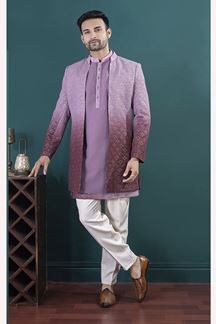 Picture of  Impressive Lavender Designer Men’s Indo-Western Sets for Engagement and Reception