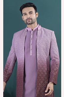 Picture of  Impressive Lavender Designer Men’s Indo-Western Sets for Engagement and Reception