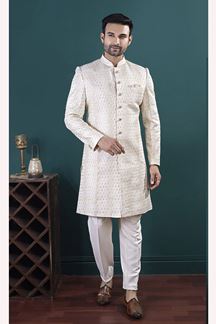 Picture of  Dashing Cream Designer Men’s Indo-Western Sets for Engagement and Reception