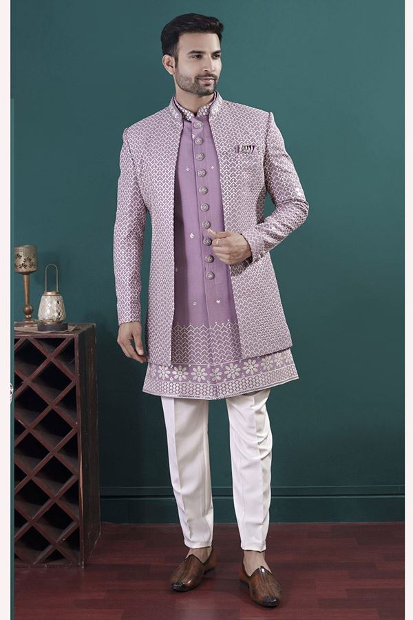 Picture of  Magnificent Onion Designer Men’s Indo-Western Sets for Engagement and Reception