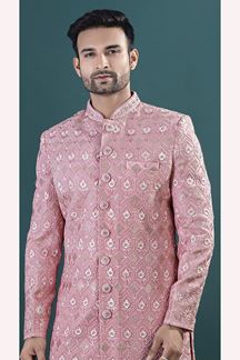 Picture of  Elegant Peach Designer Men’s Indo-Western Sets for Engagement and Reception