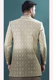 Picture of  Fashionable Mehendi Green Designer Men’s Indo-Western Sets for Engagement and Reception