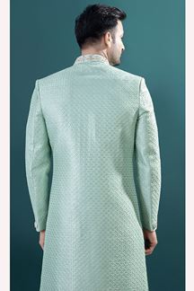 Picture of  Fancy Aqua Green Designer Men’s Indo-Western Sets for Engagement and Reception