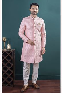 Picture of  Marvelous Peach Designer Men’s Indo-Western Sets for Engagement and Reception