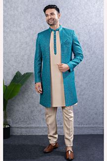 Picture of  Majestic Gold Designer Men’s Indo-Western Sets for Engagement and Reception