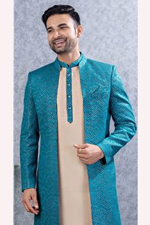 Picture of  Majestic Gold Designer Men’s Indo-Western Sets for Engagement and Reception