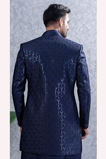 Picture of  Awesome Navy Blue Designer Men’s Indo-Western Sets for Wedding and Reception