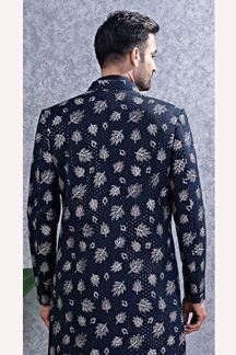 Picture of  Amazing Navy Blue Designer Men’s Indo-Western Sets for Wedding and Reception