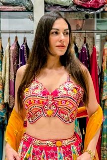 Picture of  Exuberant Dola Silk Designer Indo-Western Lehenga Choli for Engagement and Reception