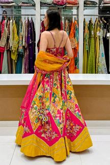 Picture of  Exuberant Dola Silk Designer Indo-Western Lehenga Choli for Engagement and Reception