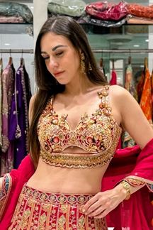 Picture of  Attractive Dola Silk Designer Indo-Western Lehenga Choli for Wedding and Reception