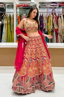 Picture of  Attractive Dola Silk Designer Indo-Western Lehenga Choli for Wedding and Reception