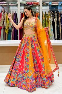 Picture of  Heavenly Dola Silk Designer Indo-Western Lehenga Choli for Wedding, Reception, and Sangeet