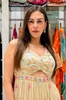 Picture of  Gorgeous Ivory Designer Indo-Western Outfit for Engagement, Sangeet, and Parties