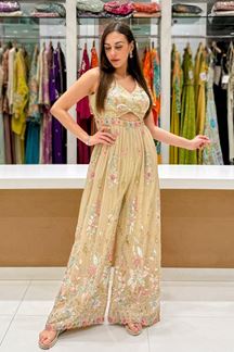 Picture of  Gorgeous Ivory Designer Indo-Western Outfit for Engagement, Sangeet, and Parties