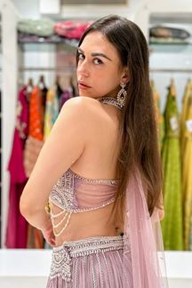 Picture of  Beautiful Net Designer Indo-Western Lehenga Choli for Engagement and Reception