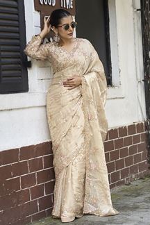 Picture of  Lovely Silk Designer Saree for Engagement, Sangeet, and Parties