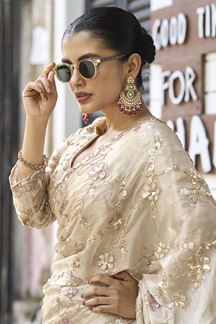 Picture of  Lovely Silk Designer Saree for Engagement, Sangeet, and Parties