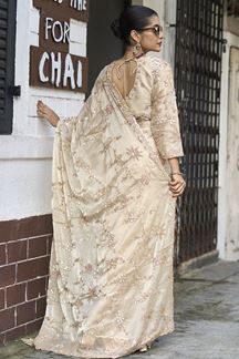 Picture of  Lovely Silk Designer Saree for Engagement, Sangeet, and Parties