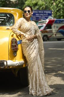 Picture of  Royal Silk Designer Saree for Engagement, Sangeet, and Parties