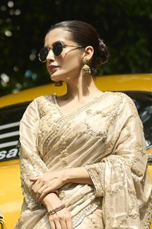Picture of  Royal Silk Designer Saree for Engagement, Sangeet, and Parties