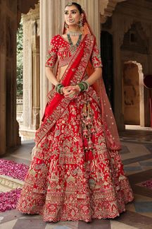 Picture of  Exuberant Heavy Pure Silk Designer Bridal Lehenga Choli for Wedding