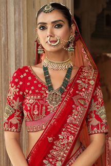 Picture of  Exuberant Heavy Pure Silk Designer Bridal Lehenga Choli for Wedding
