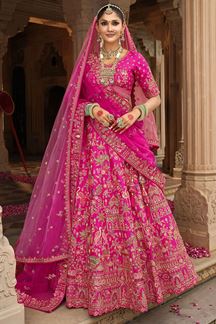 Picture of  Ethnic Heavy Pure Silk Designer Bridal Lehenga Choli for Wedding