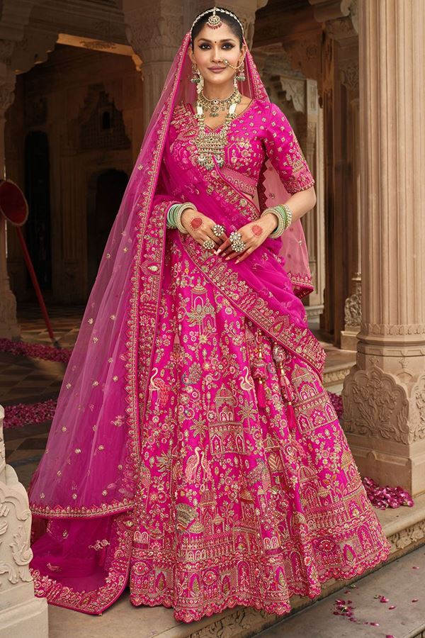 Picture of  Ethnic Heavy Pure Silk Designer Bridal Lehenga Choli for Wedding