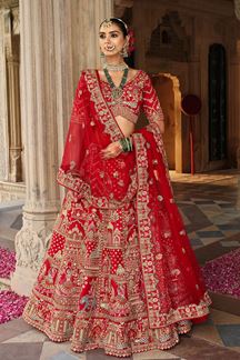 Picture of  Captivating Heavy Pure Silk Designer Bridal Lehenga Choli for Wedding