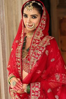 Picture of  Captivating Heavy Pure Silk Designer Bridal Lehenga Choli for Wedding