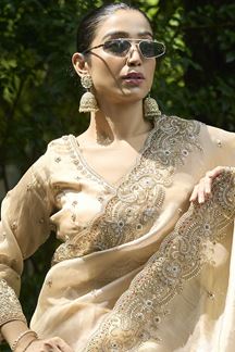 Picture of  Marvelous Silk Designer Saree for Engagement, Sangeet, and Parties