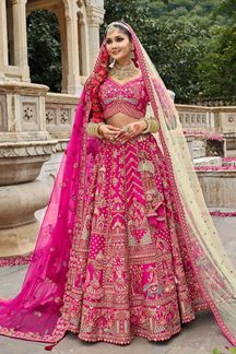 Picture of  Smashing Heavy Pure Silk Designer Bridal Lehenga Choli for Wedding