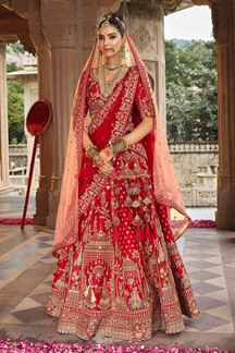 Picture of  Flamboyant Heavy Pure Silk Designer Bridal Lehenga Choli for Wedding