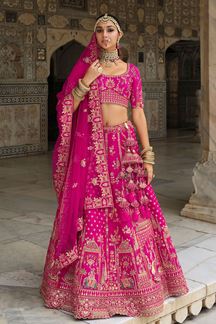 Picture of  Vibrant Heavy Pure Silk Designer Bridal Lehenga Choli for Wedding