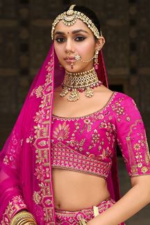Picture of  Vibrant Heavy Pure Silk Designer Bridal Lehenga Choli for Wedding
