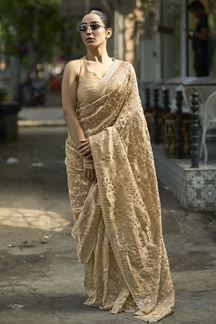 Picture of  Trendy Silk Designer Saree for Engagement, Sangeet, and Parties