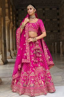 Picture of  Vibrant Heavy Pure Silk Designer Bridal Lehenga Choli for Wedding