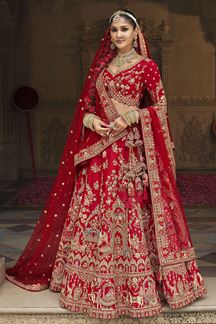 Picture of  Striking Heavy Pure Silk Designer Bridal Lehenga Choli for Wedding