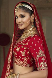 Picture of  Striking Heavy Pure Silk Designer Bridal Lehenga Choli for Wedding